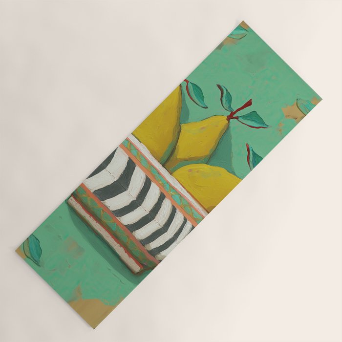 Striped Bowl with Pears Yoga Mat Gallery Image 1
