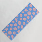 Retro Coastal Shells on Blue Yoga Mat Gallery Image 1