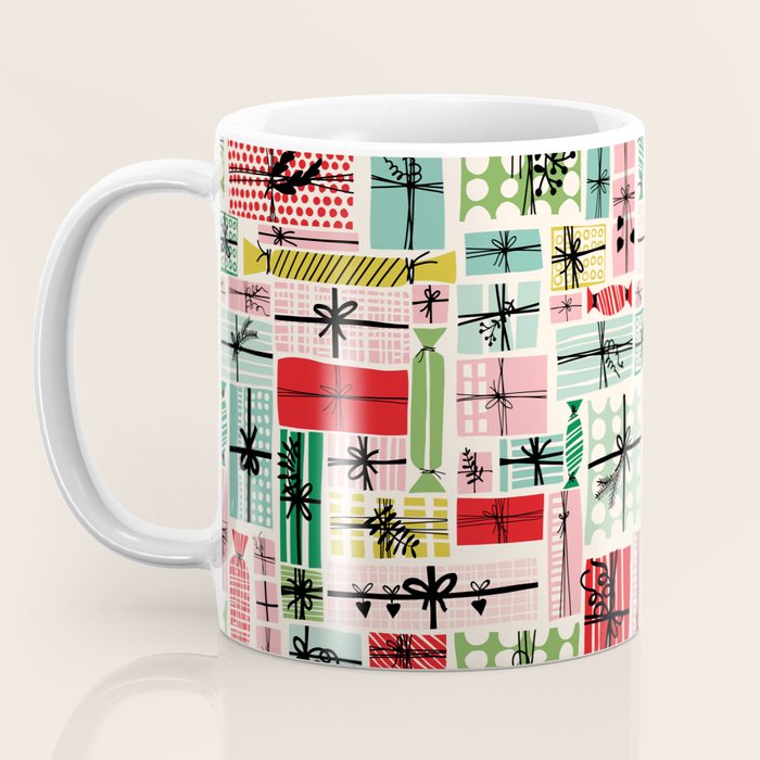 Wobbly pile of Christmas presents Coffee Mug Gallery Image 3