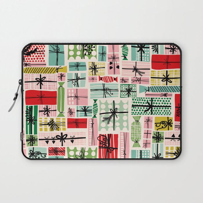 Wobbly pile of Christmas presents Laptop Sleeve Gallery Image 1