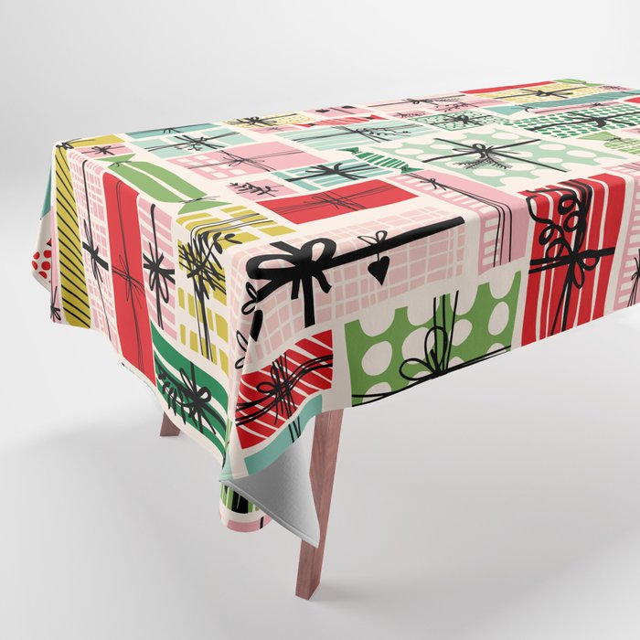 Wobbly pile of Christmas presents Tablecloth Gallery Image 1