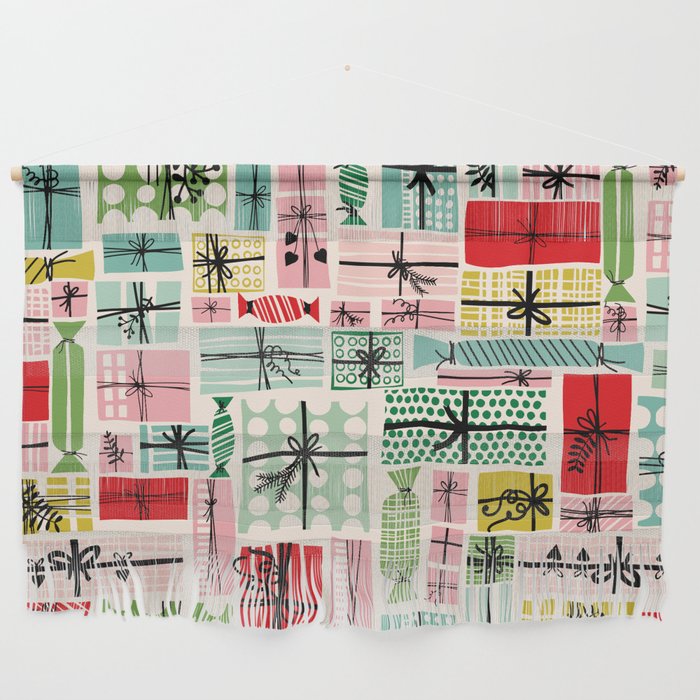 Wobbly pile of Christmas presents Wall Hanging Gallery Image 1