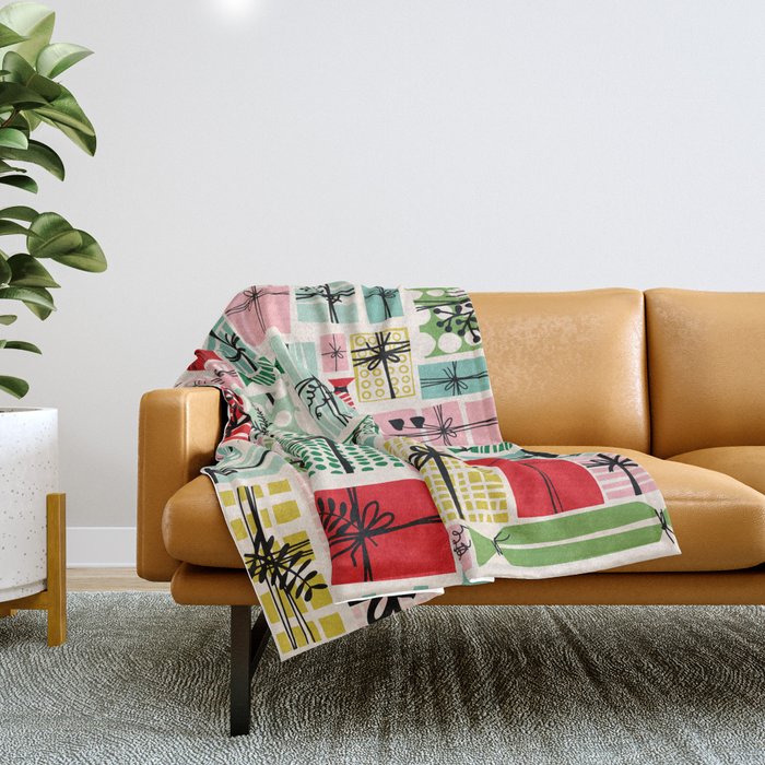 Wobbly pile of Christmas presents Throw Blanket Gallery Image 1