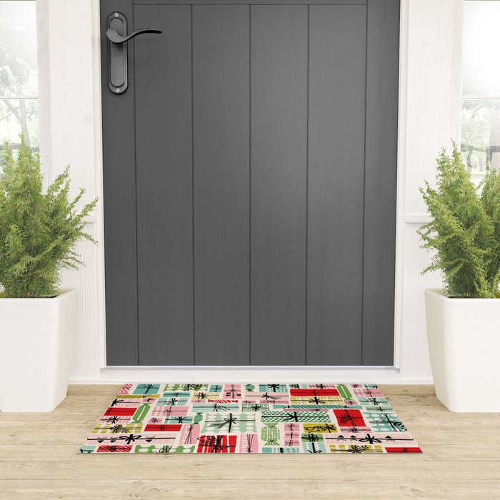 Wobbly pile of Christmas presents Welcome Mat Gallery Image 3