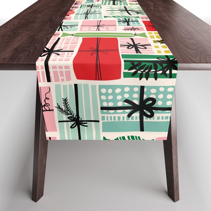 Wobbly pile of Christmas presents Table Runner Gallery Image 1