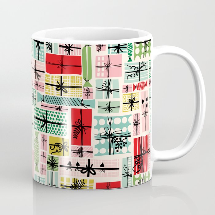 Wobbly pile of Christmas presents Coffee Mug Gallery Image 1