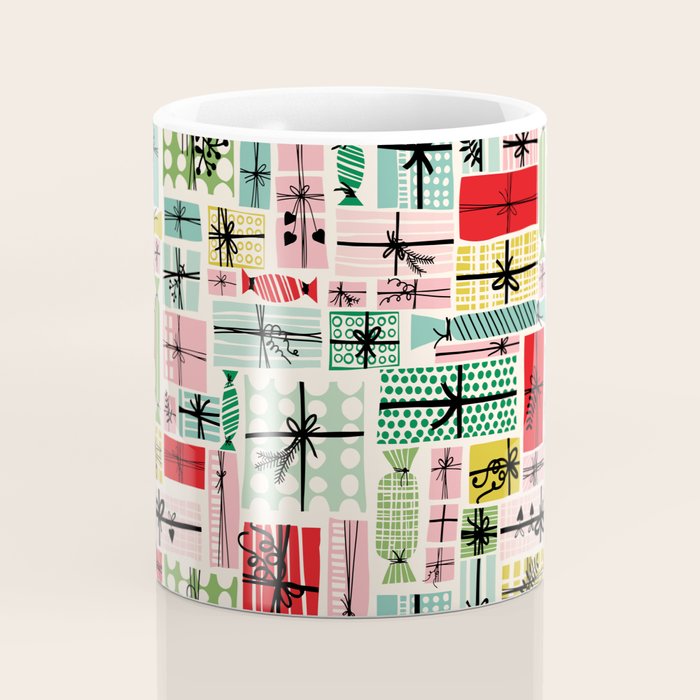 Wobbly pile of Christmas presents Coffee Mug Gallery Image 4