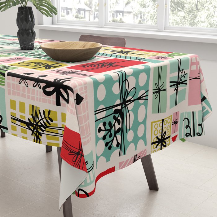 Wobbly pile of Christmas presents Tablecloth Gallery Image 3