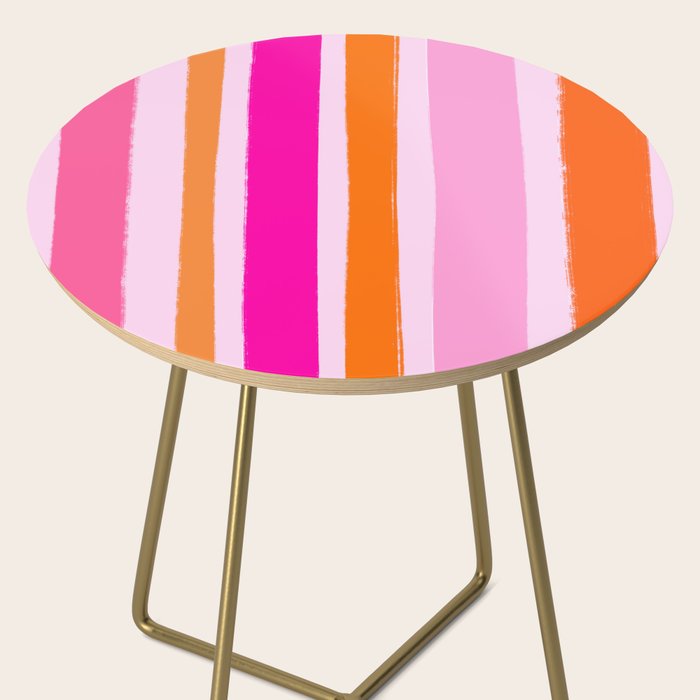 Pink and Orange Stripes Freehand Side Table Gallery Image 2