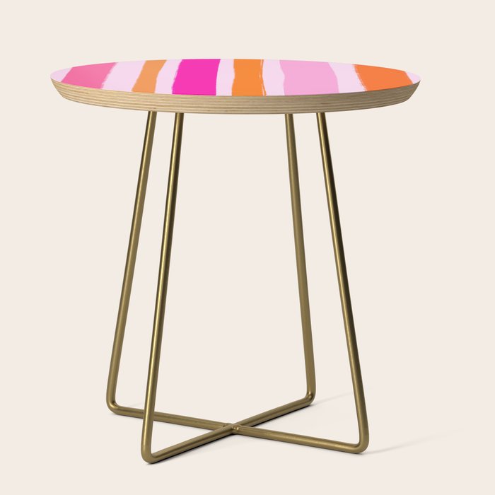 Pink and Orange Stripes Freehand Side Table Gallery Image 1