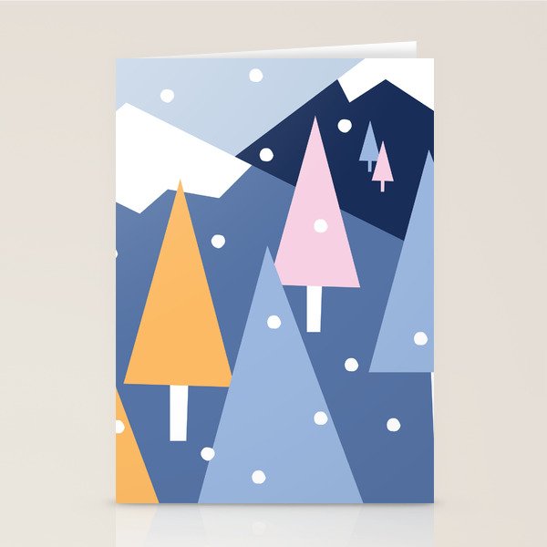 Snowy mountains and trees Stationery Card Gallery Image 2