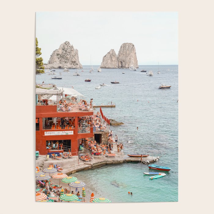 Capri Island Summer Photo | Bagni di Maria Beach Club Art Print | Italy Landscape Travel Photography Poster Gallery Image 4