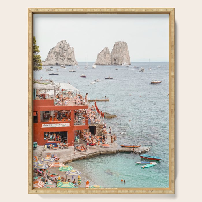 Capri Island Summer Photo | Bagni di Maria Beach Club Art Print | Italy Landscape Travel Photography Serving Tray Gallery Image 1