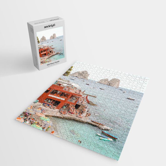 Capri Island Summer Photo | Bagni di Maria Beach Club Art Print | Italy Landscape Travel Photography Jigsaw Puzzle Gallery Image 2