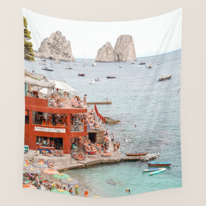 Capri Island Summer Photo | Bagni di Maria Beach Club Art Print | Italy Landscape Travel Photography Wall Tapestry Gallery Image 4