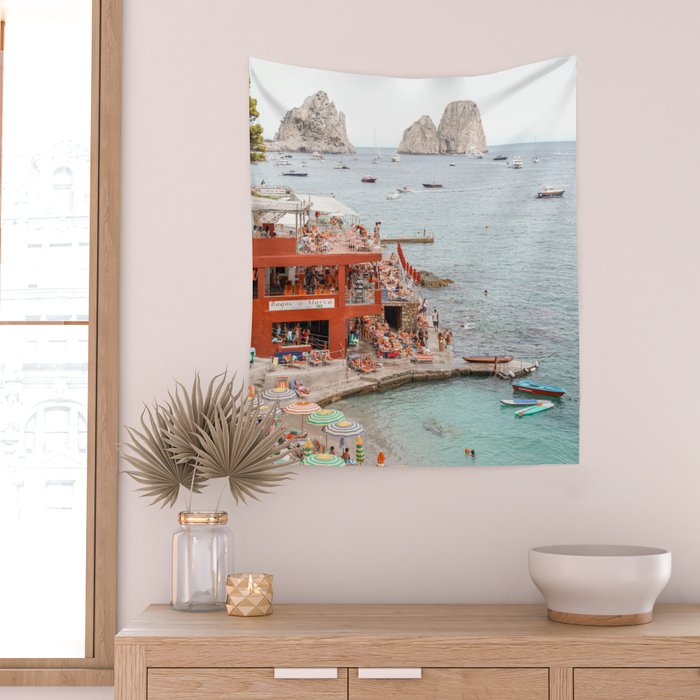 Capri Island Summer Photo | Bagni di Maria Beach Club Art Print | Italy Landscape Travel Photography Wall Tapestry Gallery Image 2