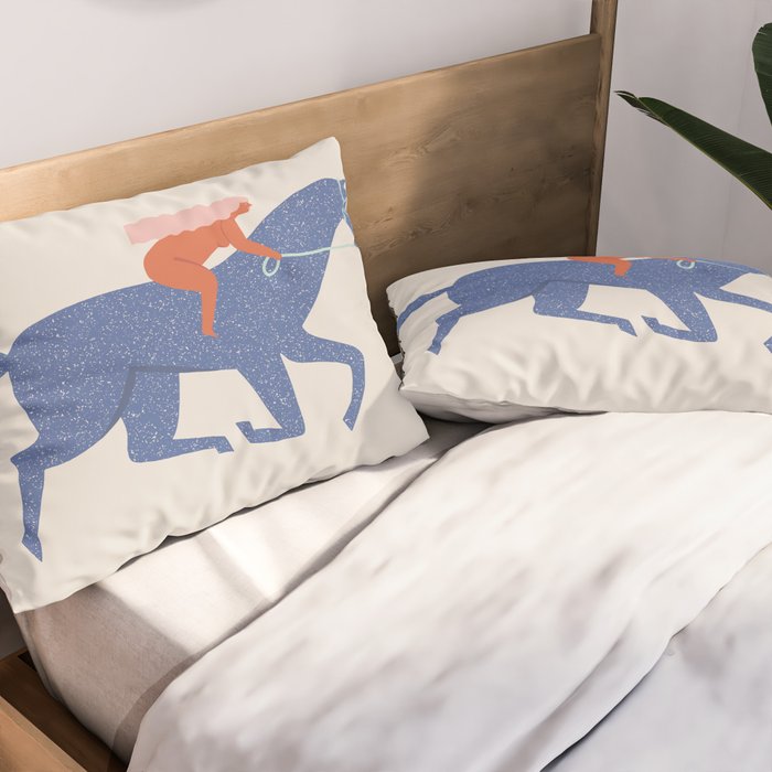 Blue horse Pillow Sham Gallery Image 2