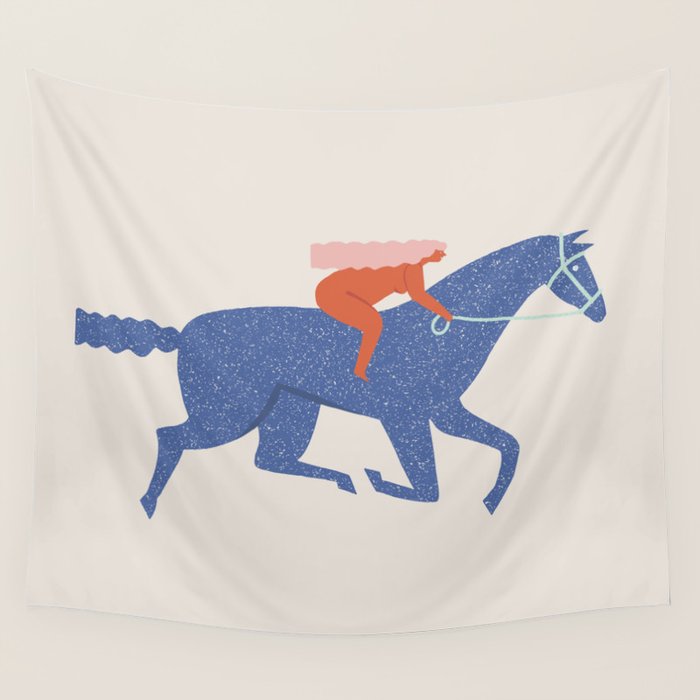 Blue horse Wall Tapestry Gallery Image 4