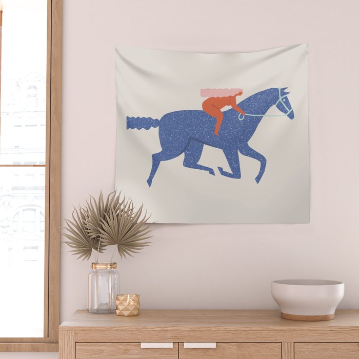 Blue horse Wall Tapestry Gallery Image 2
