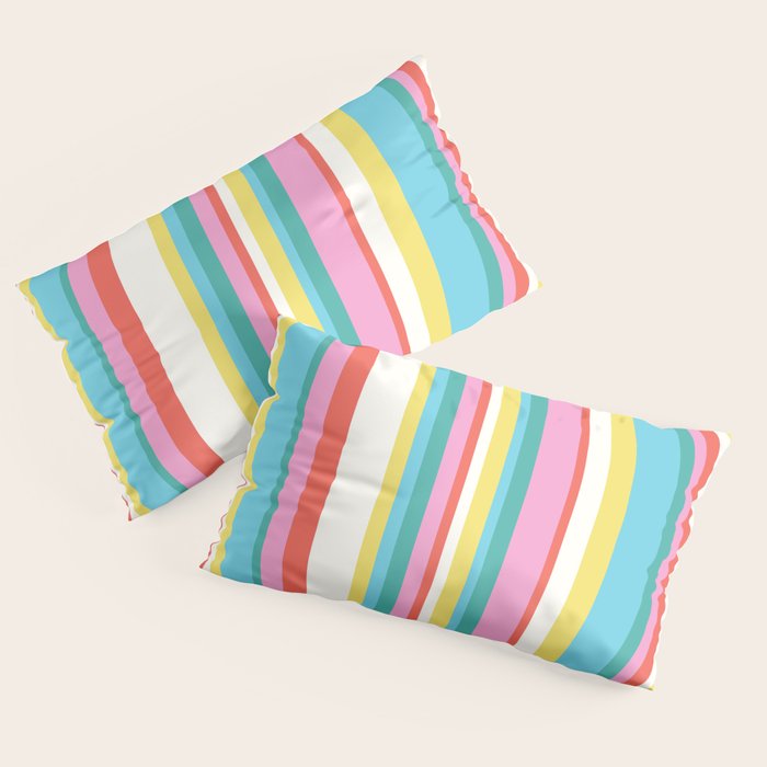 Classic Stripes II - 60s Candy Rainbow Pillow Sham Gallery Image 2
