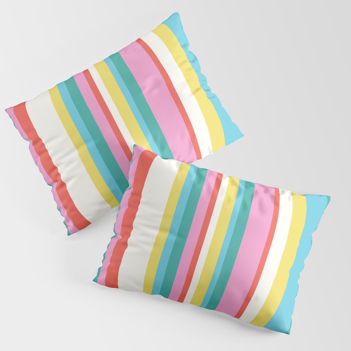 Classic Stripes II - 60s Candy Rainbow Pillow Sham Gallery Image 3