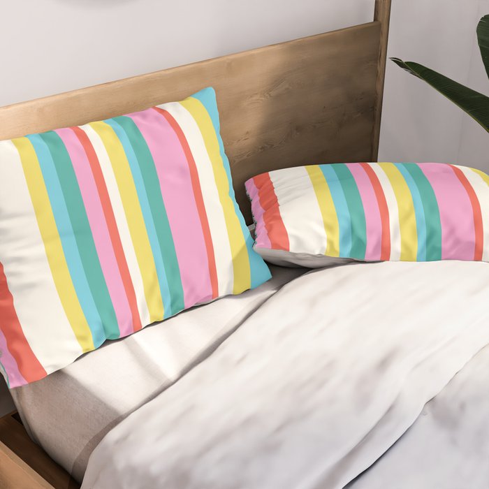 Classic Stripes II - 60s Candy Rainbow Pillow Sham Gallery Image 2