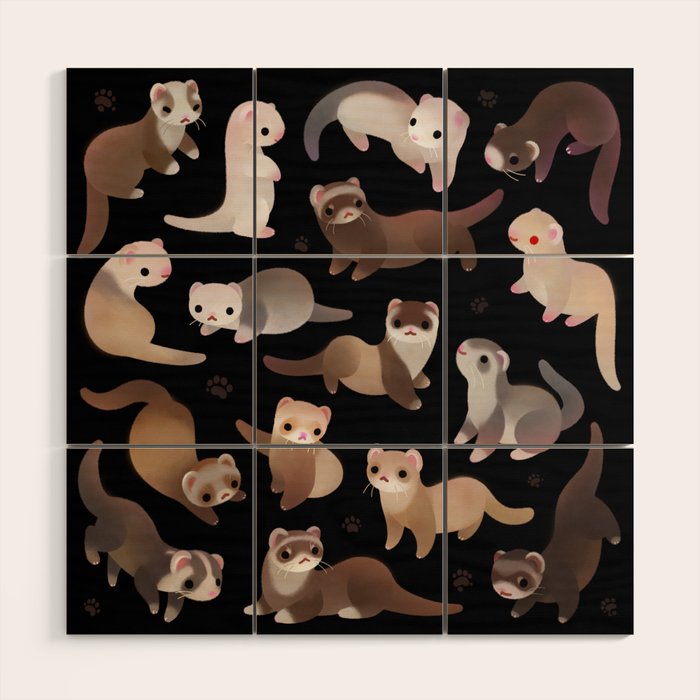 Ferret - dark Wood Wall Art Gallery Image 1