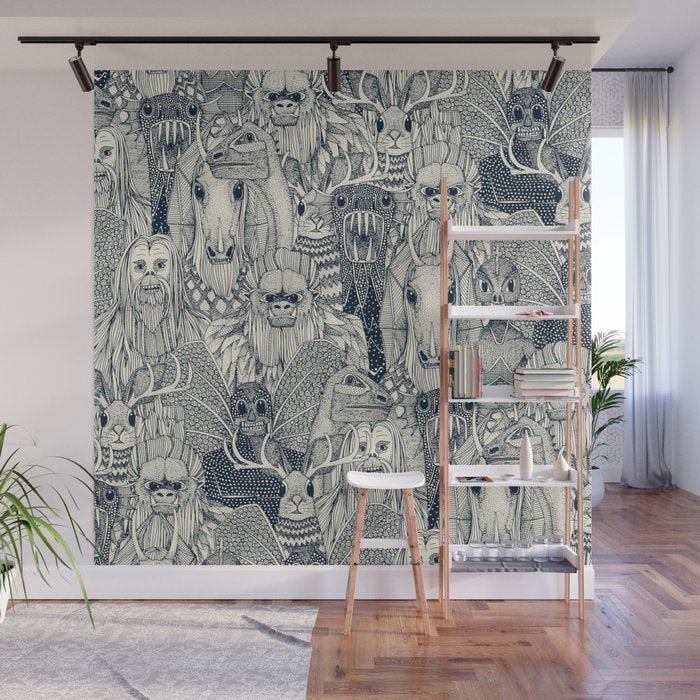 cryptid crowd indigo pearl Wall Mural Gallery Image 1