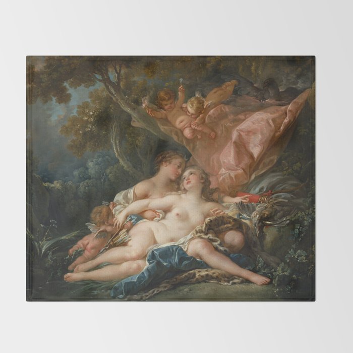 François Boucher "Jupiter and Callisto (The Nymph Callisto Seduced by Jupiter in the Guise of Diana) Throw Blanket Gallery Image 2