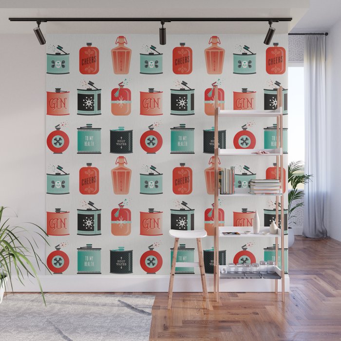Flask Collection - Red & Turquoise Palette Wall Mural Gallery Image 1