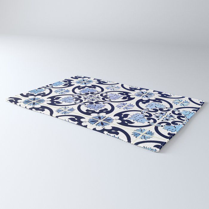 Azulejos, moroccan tiles, Painted tiles, blue, white, portugal Rug Gallery Image 3