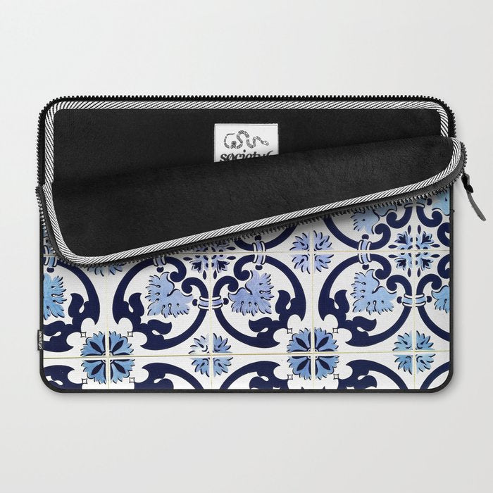 Azulejos, moroccan tiles, Painted tiles, blue, white, portugal Laptop Sleeve Gallery Image 2