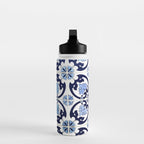 Azulejos, moroccan tiles, Painted tiles, blue, white, portugal Water Bottle Gallery Image 3