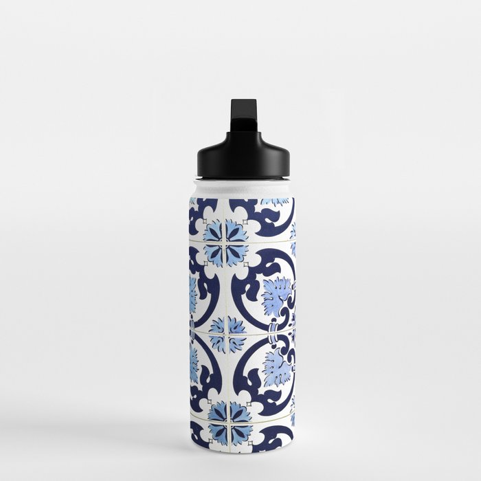 Azulejos, moroccan tiles, Painted tiles, blue, white, portugal Water Bottle Gallery Image 3