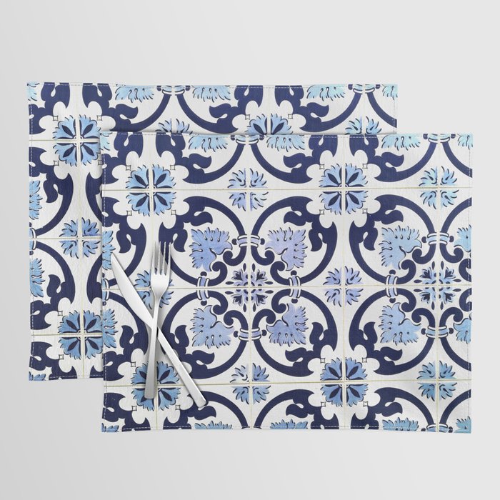 Azulejos, moroccan tiles, Painted tiles, blue, white, portugal Placemat Gallery Image 1