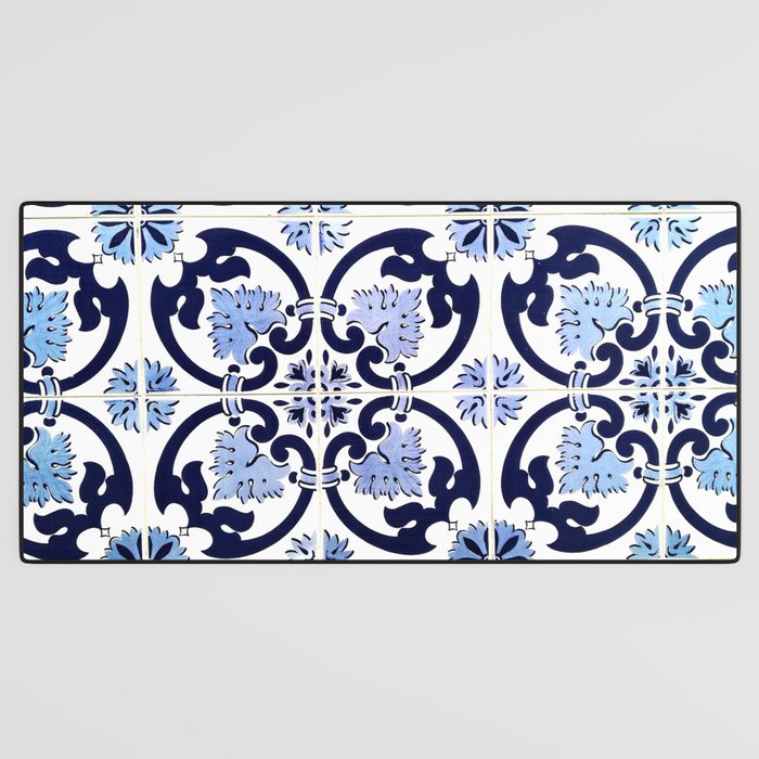 Azulejos, moroccan tiles, Painted tiles, blue, white, portugal Desk Mat Gallery Image 3
