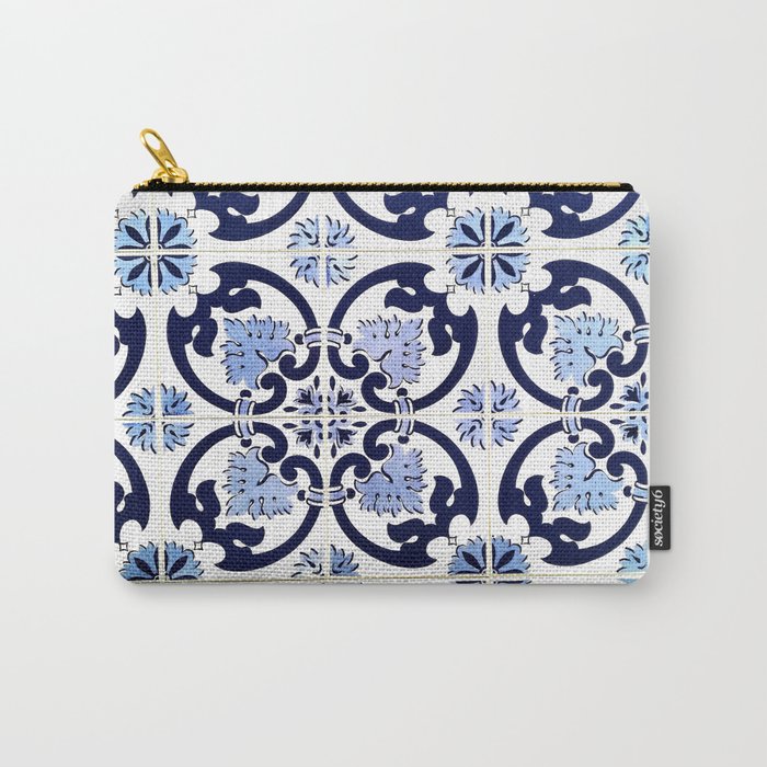 Azulejos, moroccan tiles, Painted tiles, blue, white, portugal Carry All Pouch Gallery Image 1
