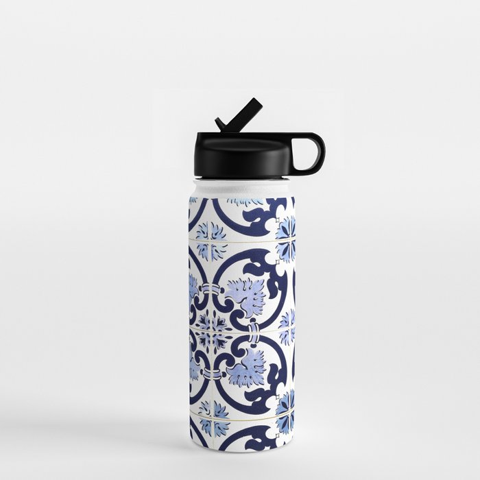Azulejos, moroccan tiles, Painted tiles, blue, white, portugal Water Bottle Gallery Image 1