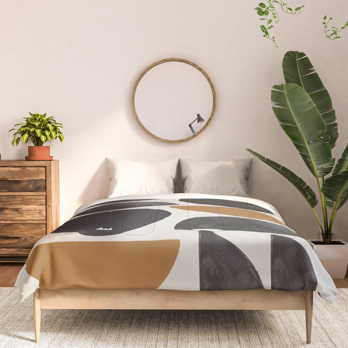 Geometry Shape Mid Century Organic Art Print Comforter Gallery Image 3