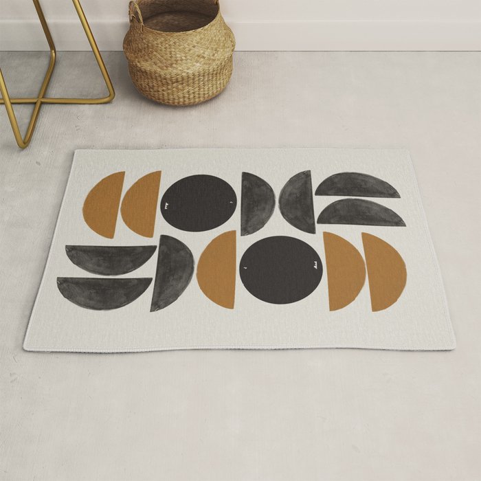 Geometry Shape Mid Century Organic Art Print Rug Gallery Image 1