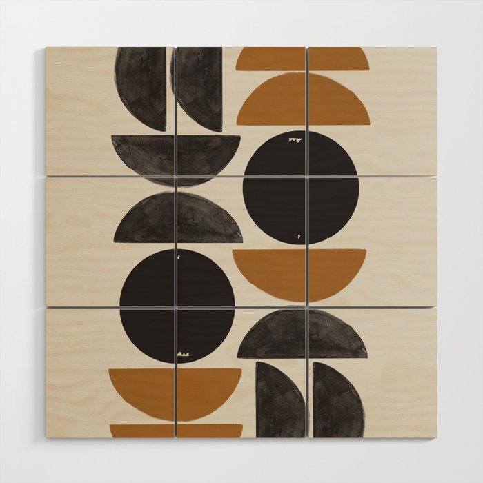 Geometry Shape Mid Century Organic Art Print Wood Wall Art Gallery Image 1