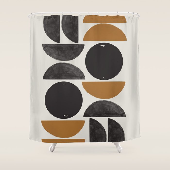Geometry Shape Mid Century Organic Art Print Shower Curtain Gallery Image 1