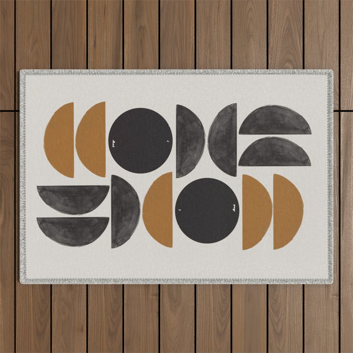 Geometry Shape Mid Century Organic Art Print Outdoor Rug Gallery Image 1