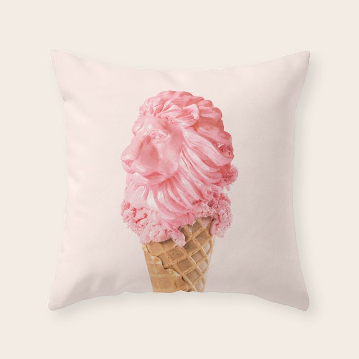 THE LION CREAM Throw Pillow Gallery Image 6