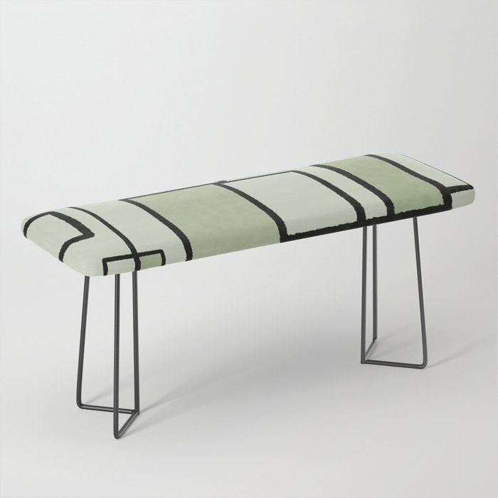 Piet Composition  Sage Green - Mid-Century Modern Minimalist Geometric Abstract  Bench Gallery Image 1