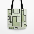 Piet Composition  Sage Green - Mid-Century Modern Minimalist Geometric Abstract  Tote Bag Gallery Image 1
