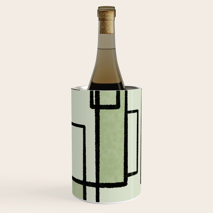 Piet Composition  Sage Green - Mid-Century Modern Minimalist Geometric Abstract  Wine Chiller Gallery Image 3