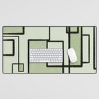 Piet Composition  Sage Green - Mid-Century Modern Minimalist Geometric Abstract  Desk Mat Gallery Image 1