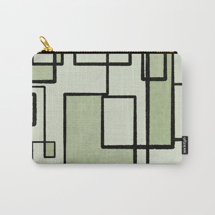 Piet Composition  Sage Green - Mid-Century Modern Minimalist Geometric Abstract  Carry All Pouch Gallery Image 1