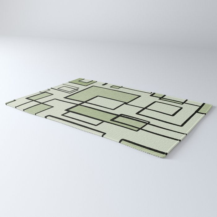 Piet Composition  Sage Green - Mid-Century Modern Minimalist Geometric Abstract  Rug Gallery Image 3